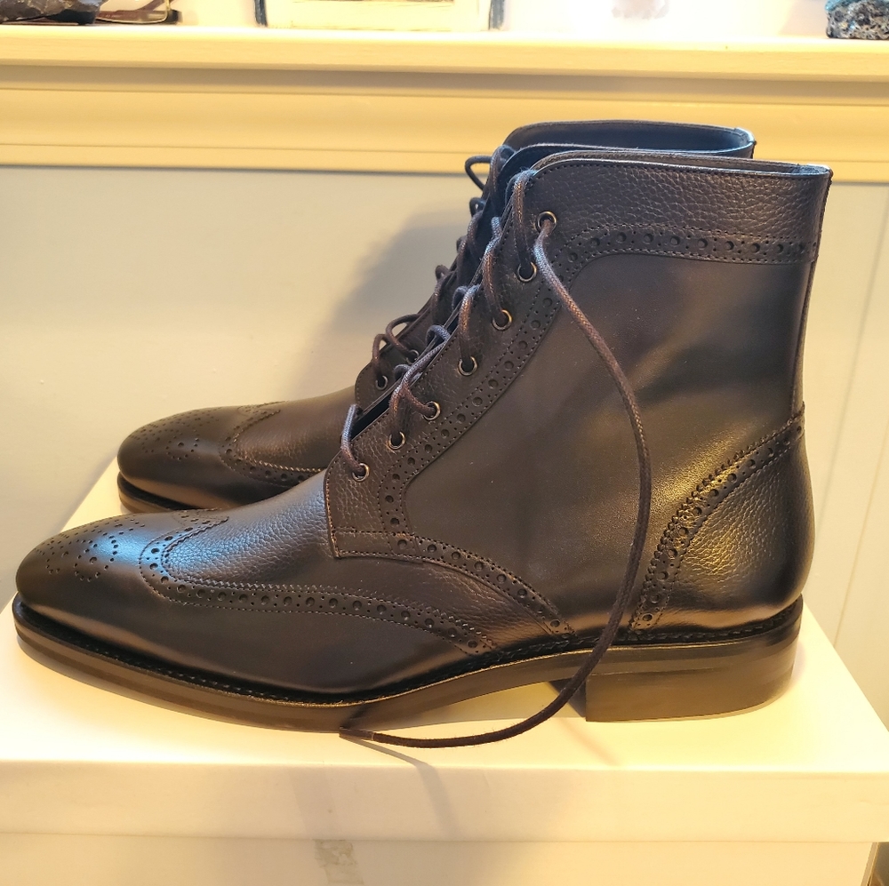 Thursday boots black leather wingtip size 10.5